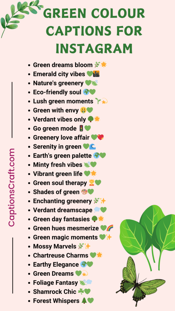 Green Colour Captions for Instagram