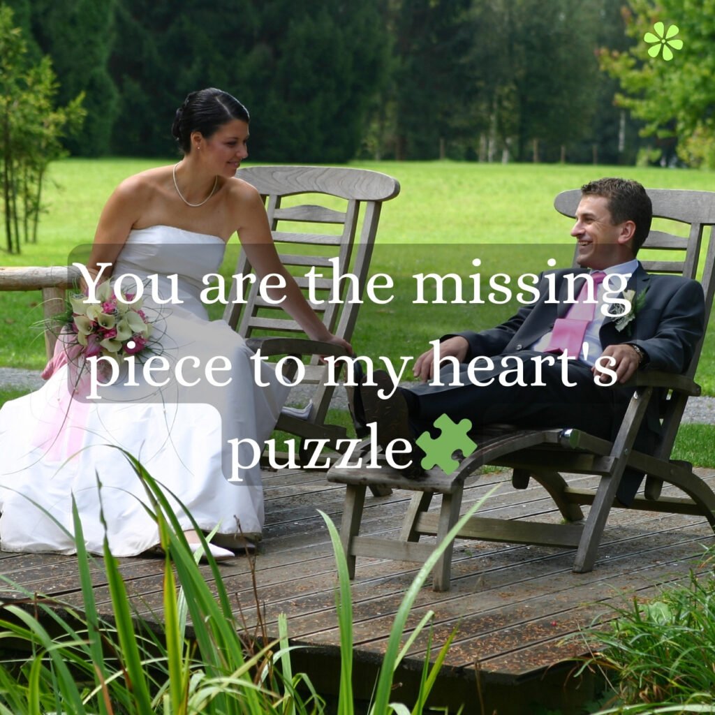 A heart-shaped puzzle with one missing piece, symbolizing that you complete me and are the missing part of my heart.
