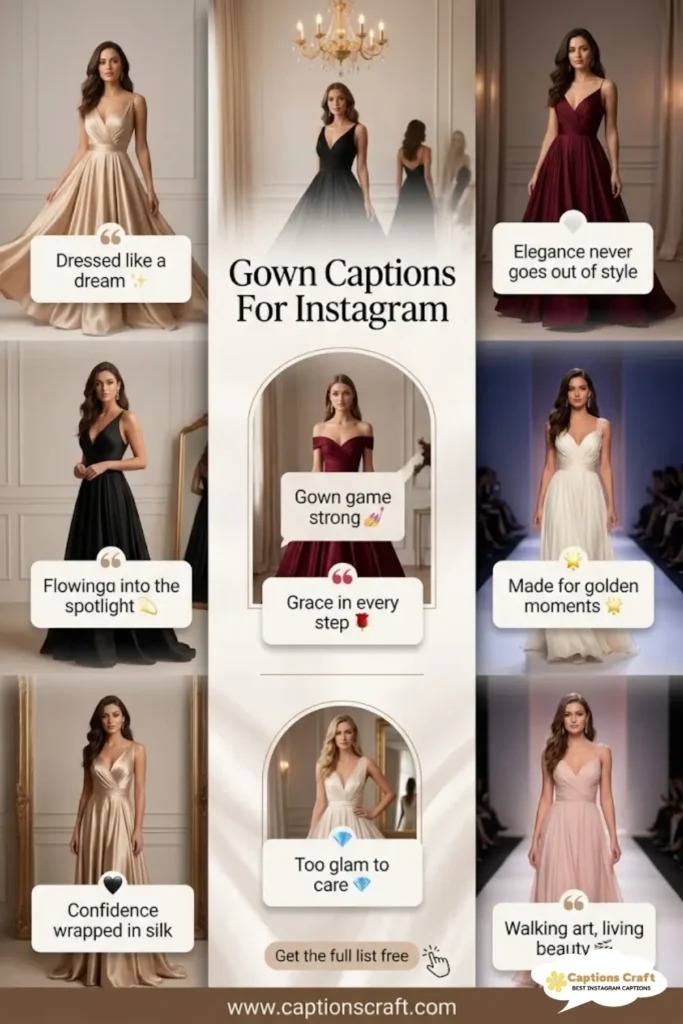 139+ Stunning Gown Captions For Instagram And Quotes That Shine Brightly