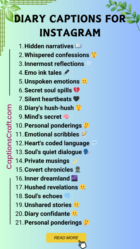 300+ Diary Captions for Instagram: Inspiring and Creative Ideas for Your Daily Journal 5 Diary Captions for Instagram