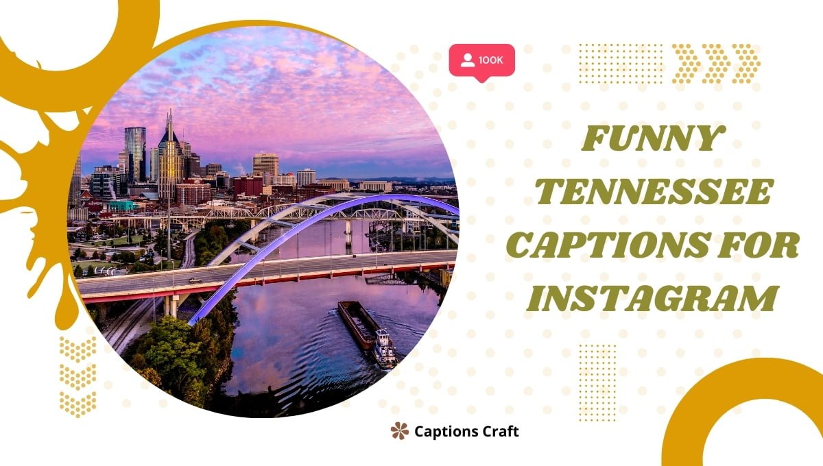 Funny Tennessee captions for Instagram: "Laughing my way through the Volunteer State" or "Tennessee: Where laughter echoes in the mountains" or "Spreading smiles in the land of country music."