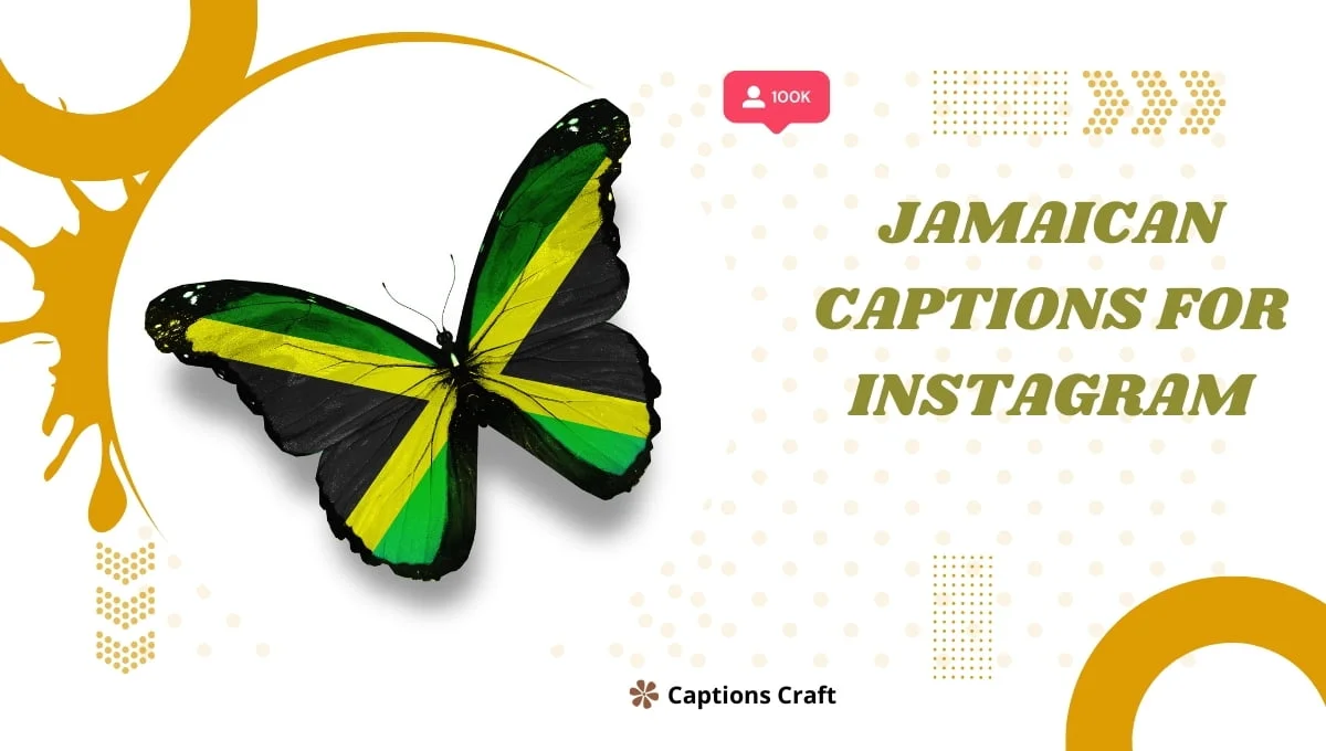 Jamaican-inspired Instagram captions: "Island vibes and reggae beats" or "Embrace the Jamaican spirit" or "Capturing the essence of Jamaica on Instagram."