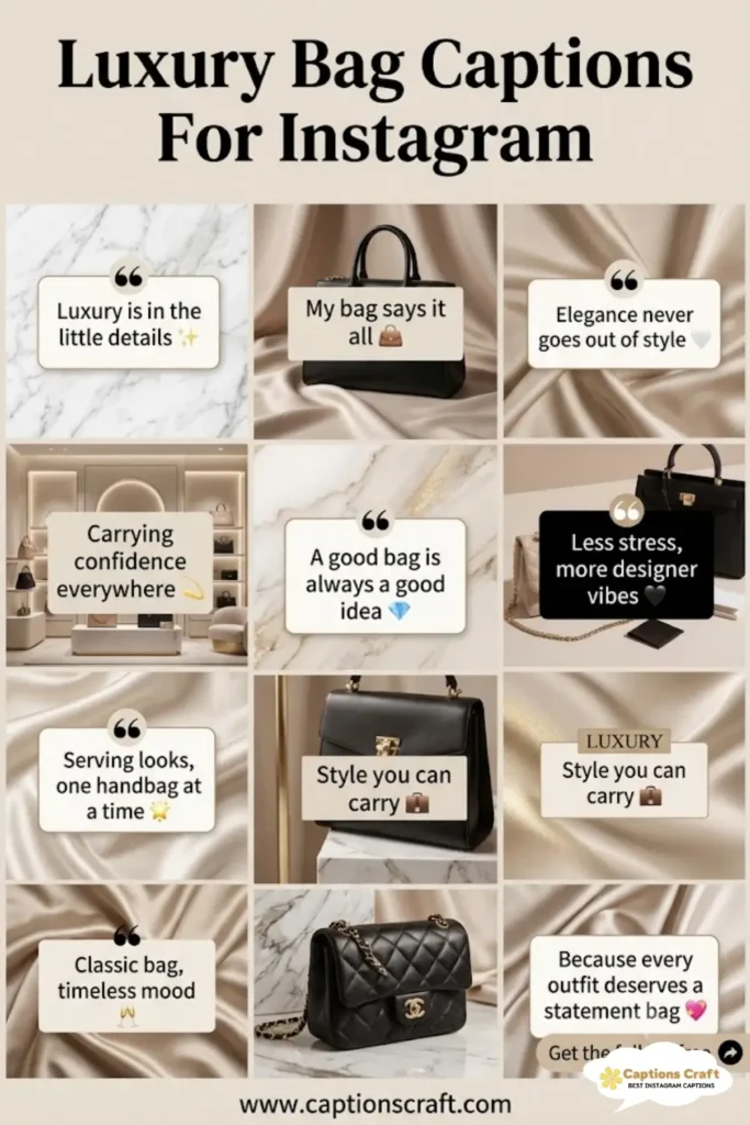 139+ Glamorous Luxury Bag Captions For Instagram and Quotes to Inspire Style