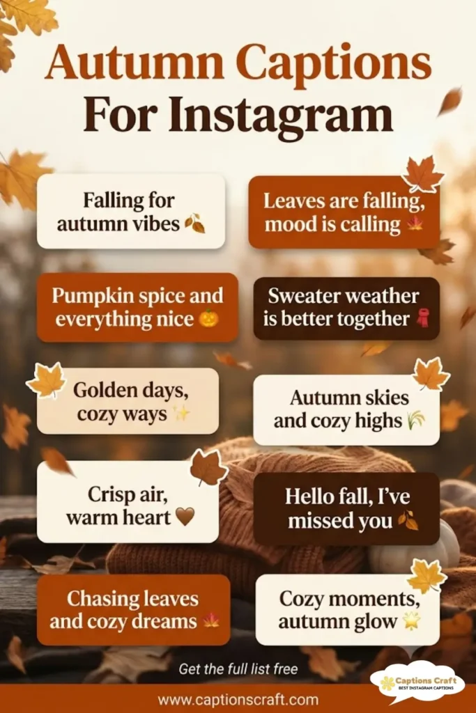129+ Cozy Autumn Captions For Instagram and Quotes That Spark Joy
