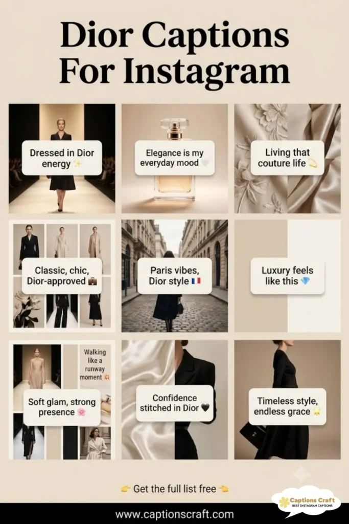 Dior Captions For Instagram and Quotes That Spark Inspiration 125+ Unique Choices
