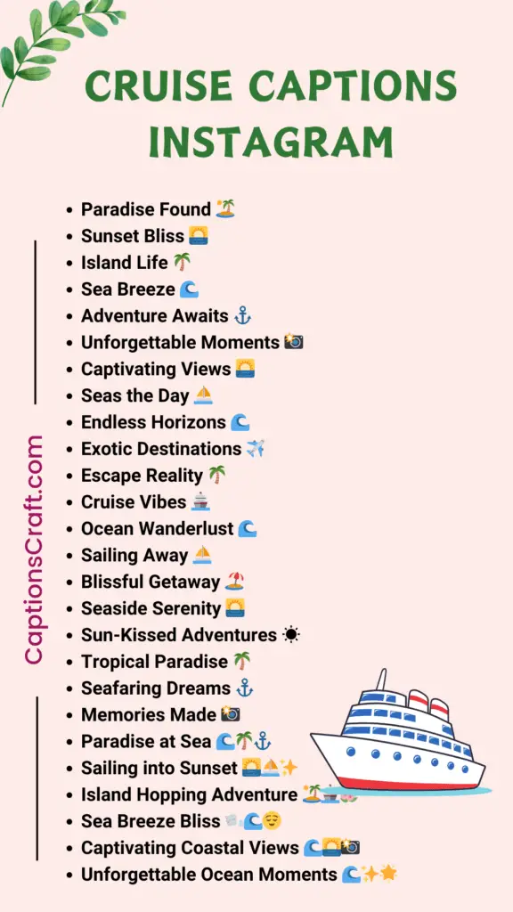 Cruise Captions Instagram