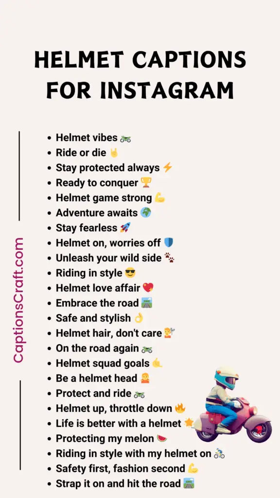 Helmet Captions For Instagram