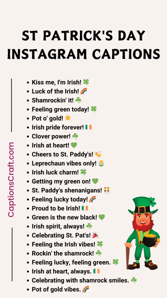 St Patrick'S Day Instagram Captions