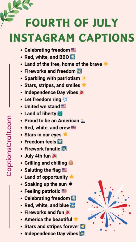 Fourth Of July Instagram Captions