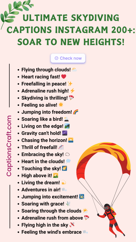 Ultimate Skydiving Captions Instagram 200+: Soar to New Heights! 5 Skydiving Captions Instagram