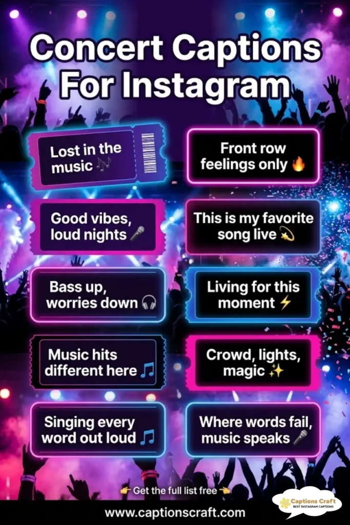 Creative Concert Captions For Instagram and Quotes That Spark Joy 135+ Excitement
