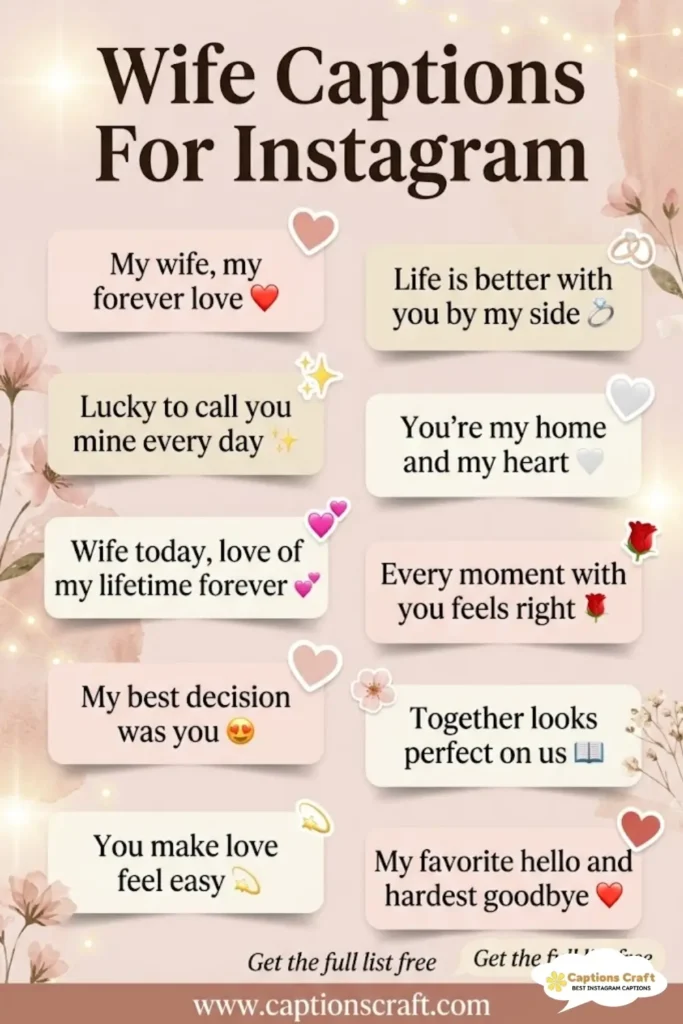 135+ Unforgettable Wife Captions For Instagram and Quotes That Spark Joy