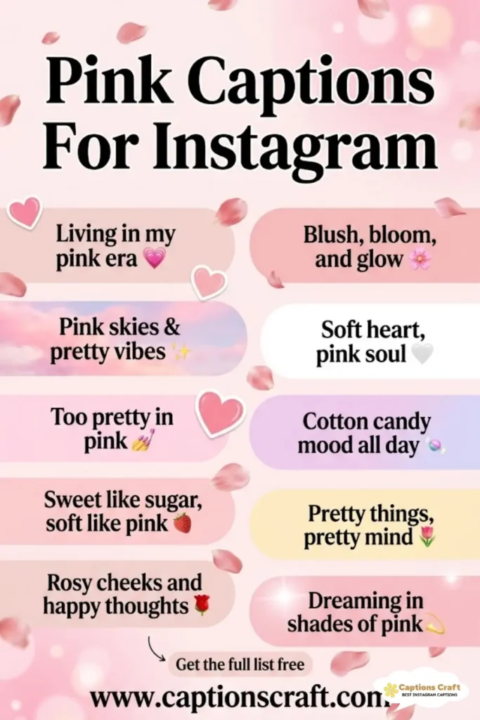 145+ Radiant Pink Captions For Instagram and Quotes That Spark Joy
