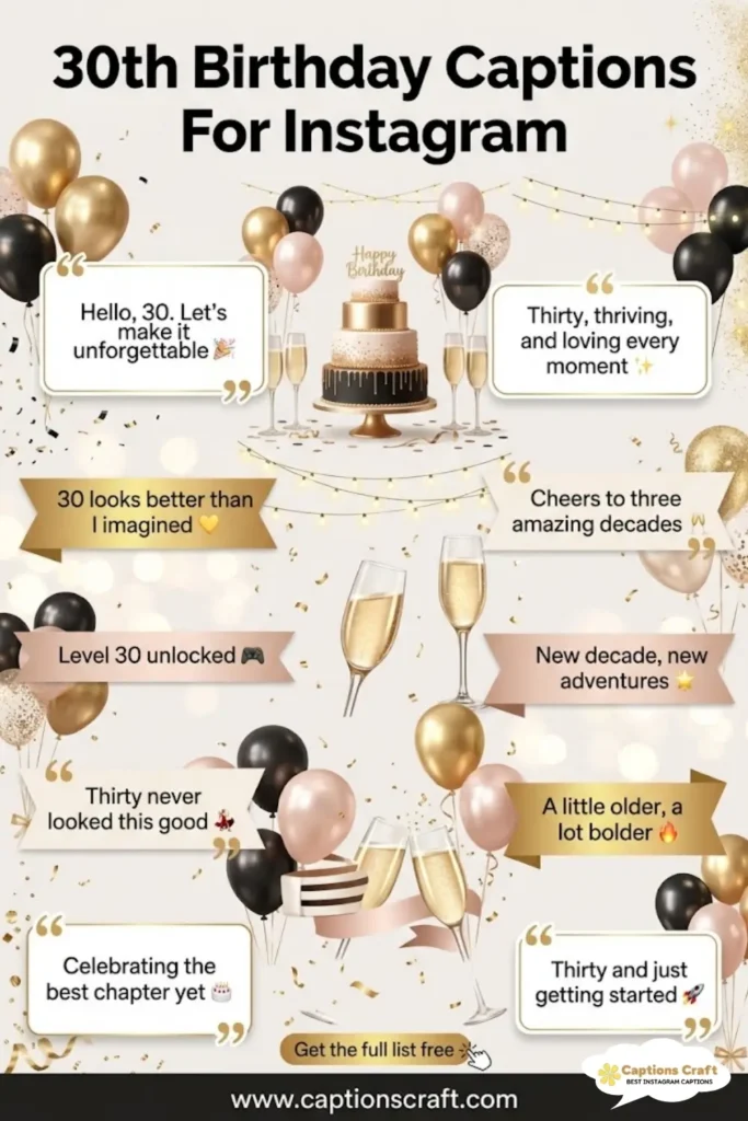 127+ Top 30th Birthday Captions For Instagram And Quotes To Celebrate The Big Three-Oh