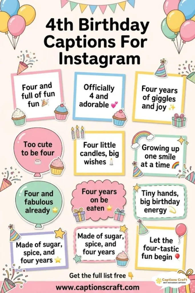 149+ Cute 4th Birthday Captions For Instagram For Little Party Smiles