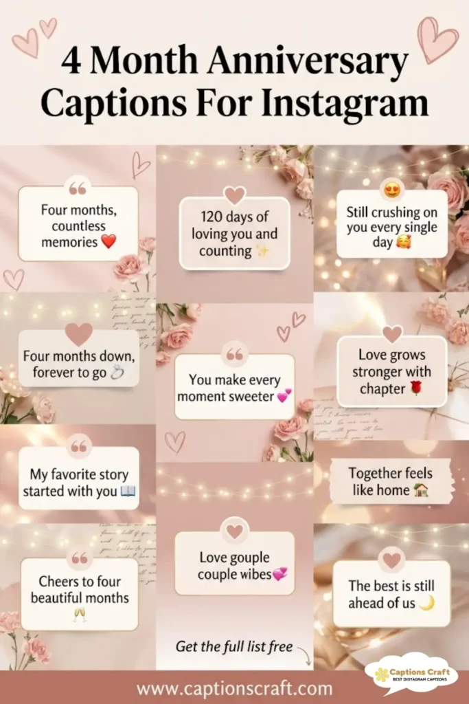 139+ Romantic 4 Month Anniversary Captions For Instagram To Mark Four Months