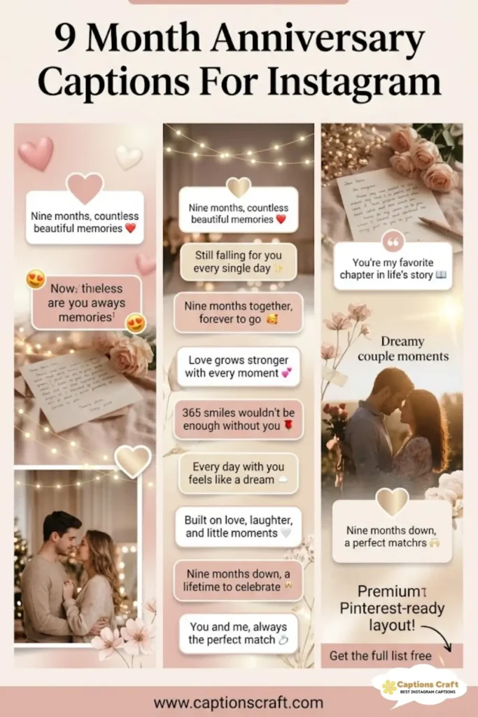 145+ Sweet 9 Month Anniversary Captions For Instagram And Quotes For Cute Moments