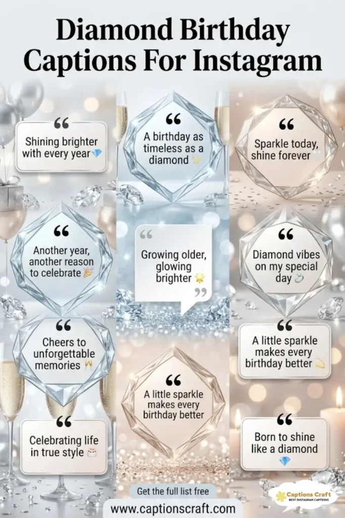 137+ Shimmering Diamond Birthday Captions For Instagram and Quotes to Spark Joy