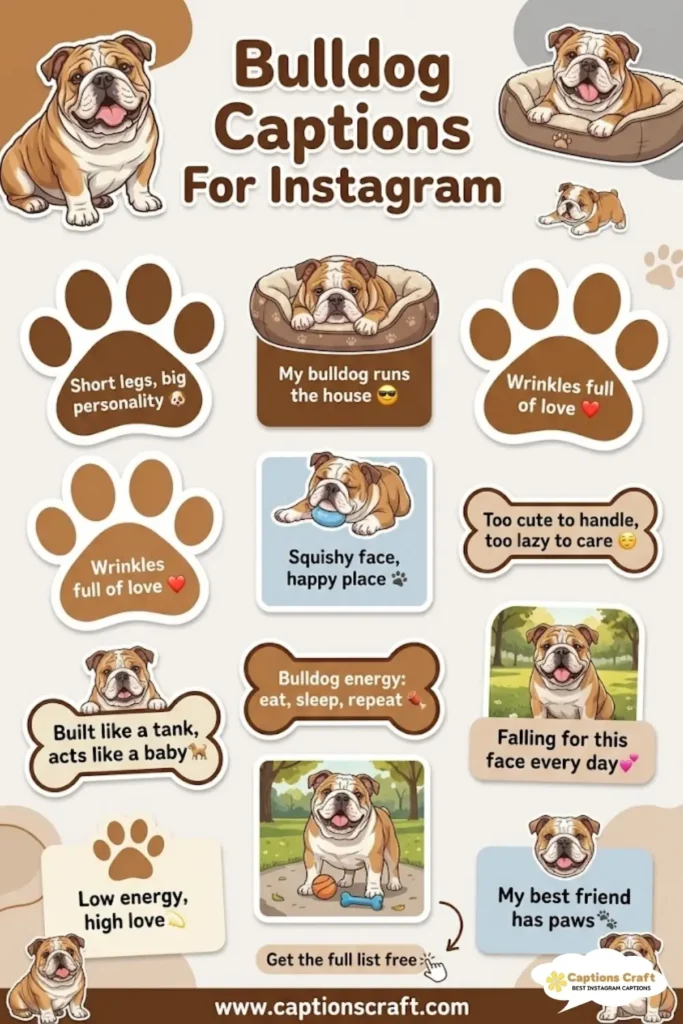123+ Funny Bulldog Captions For Instagram And Quotes Full Of Wrinkles And Charm