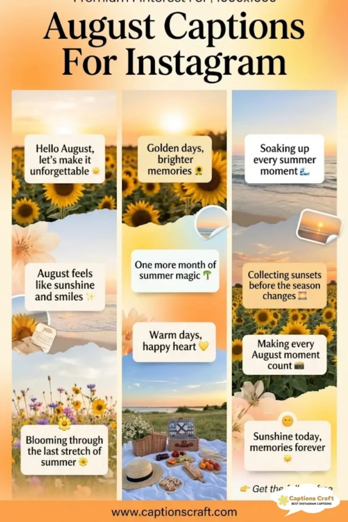 Creative August Captions For Instagram and Quotes to Spark Joy 143+ Times in 2026