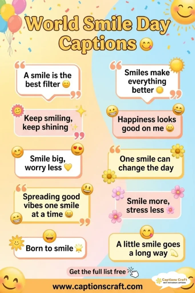147+ Essential World Smile Day Captions and Quotes to Brighten Your Feed