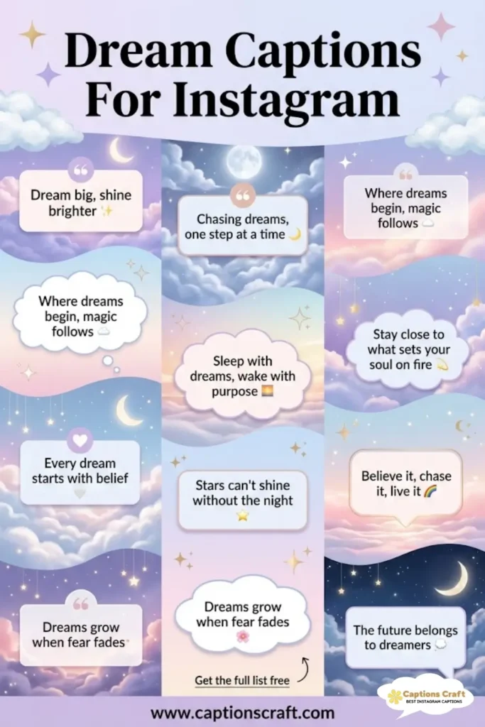Enchanting Dream Captions For Instagram and Quotes That Spark Joy 135+ Times Over
