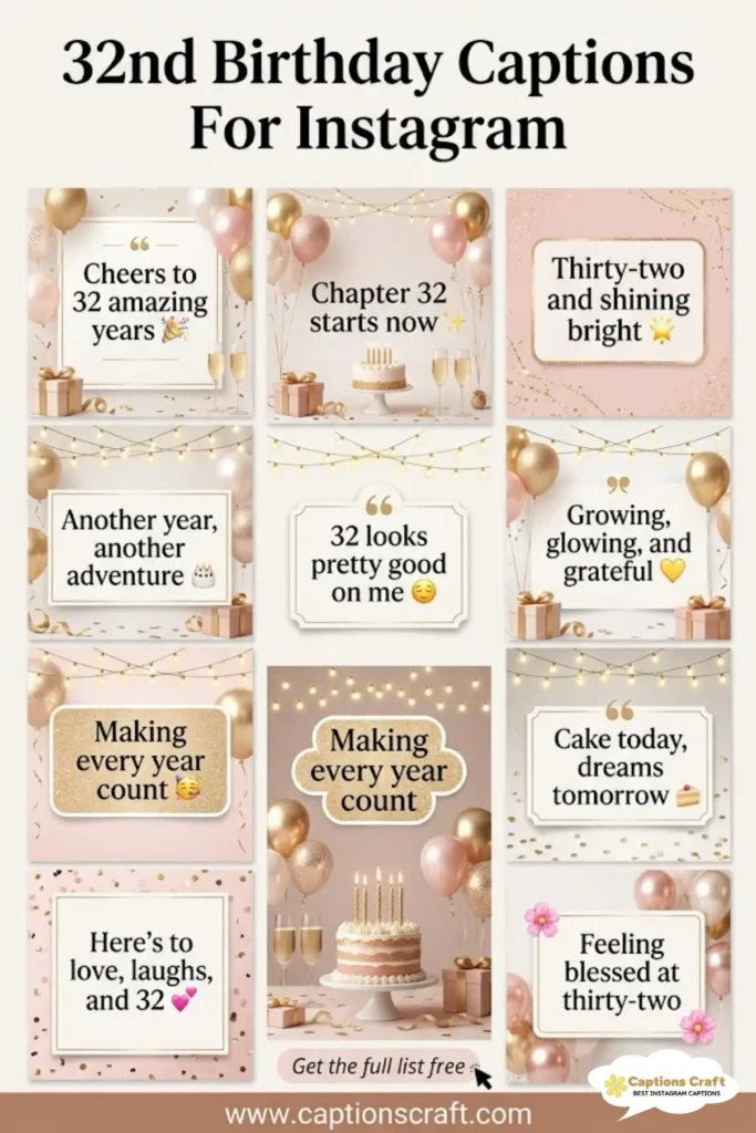143+ Fun 32nd Birthday Captions For Instagram And Quotes For Milestone Vibes