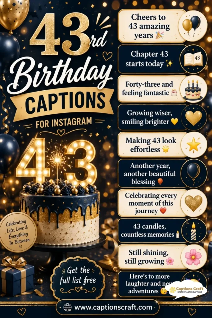 Celebrate Life with 43rd Birthday Captions For Instagram and 147+ Joyful Moments