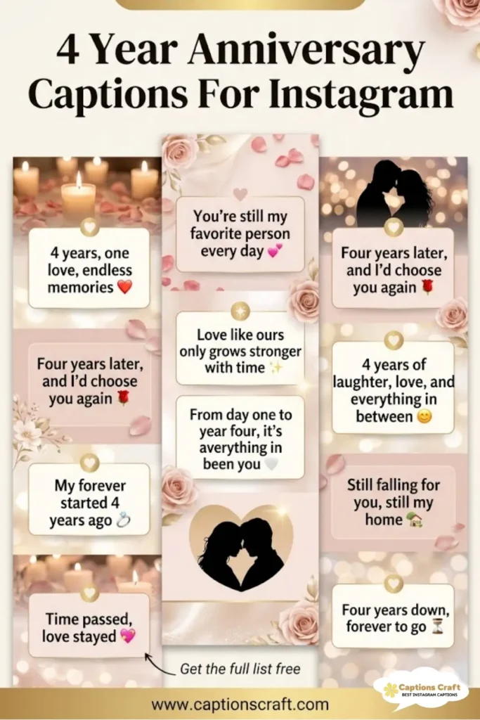 137+ Romantic 4 Year Anniversary Captions For Instagram To Mark Four Years