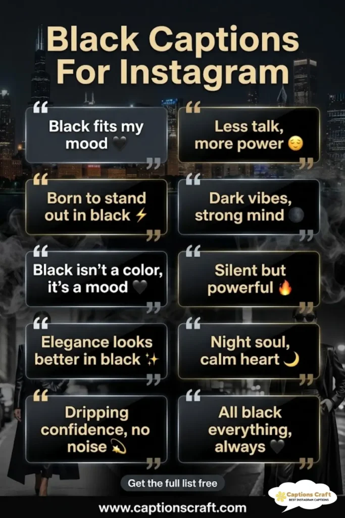 145+ Unforgettable Black Captions For Instagram and Quotes That Shine Bright