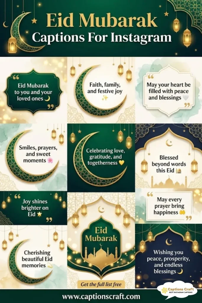 Celebrate with Joyful Eid Mubarak Captions For Instagram and Quotes 127+ That Shine Bright