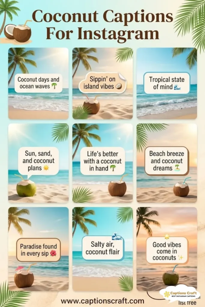 Coconut Captions For Instagram and Quotes That Spark Joy 127+ Unique and Fun