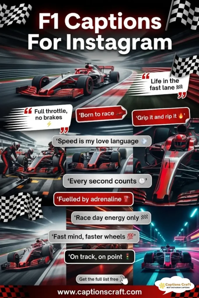 Rev up Your Instagram Game with 139+ F1 Captions For Instagram and Quotes That Shine