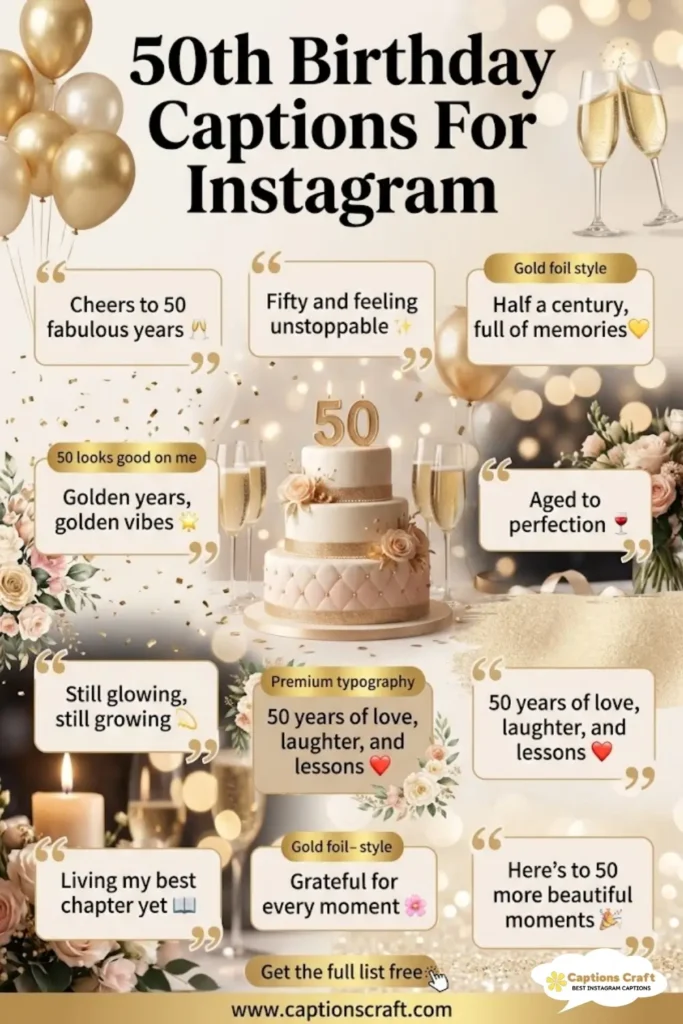 125+ Stylish 50th Birthday Captions For Instagram And Quotes To Rock The Big Five-Oh