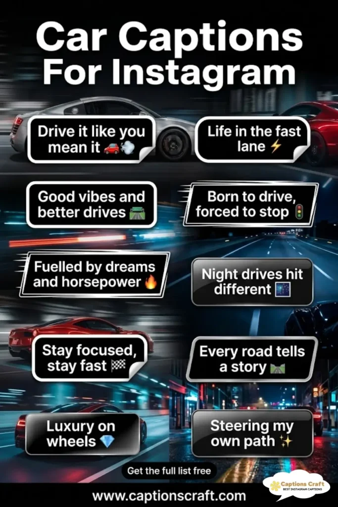 139+ Stylish Car Captions For Instagram and Quotes That Turn Heads