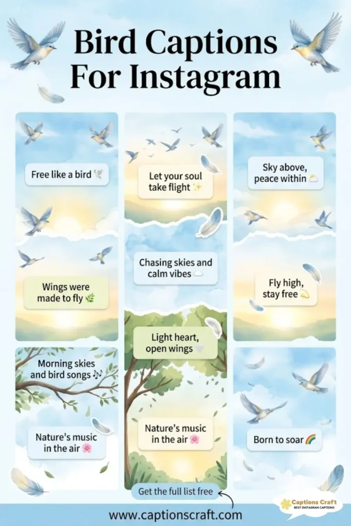 Charming Bird Captions For Instagram to Inspire 145+ Unique Moments