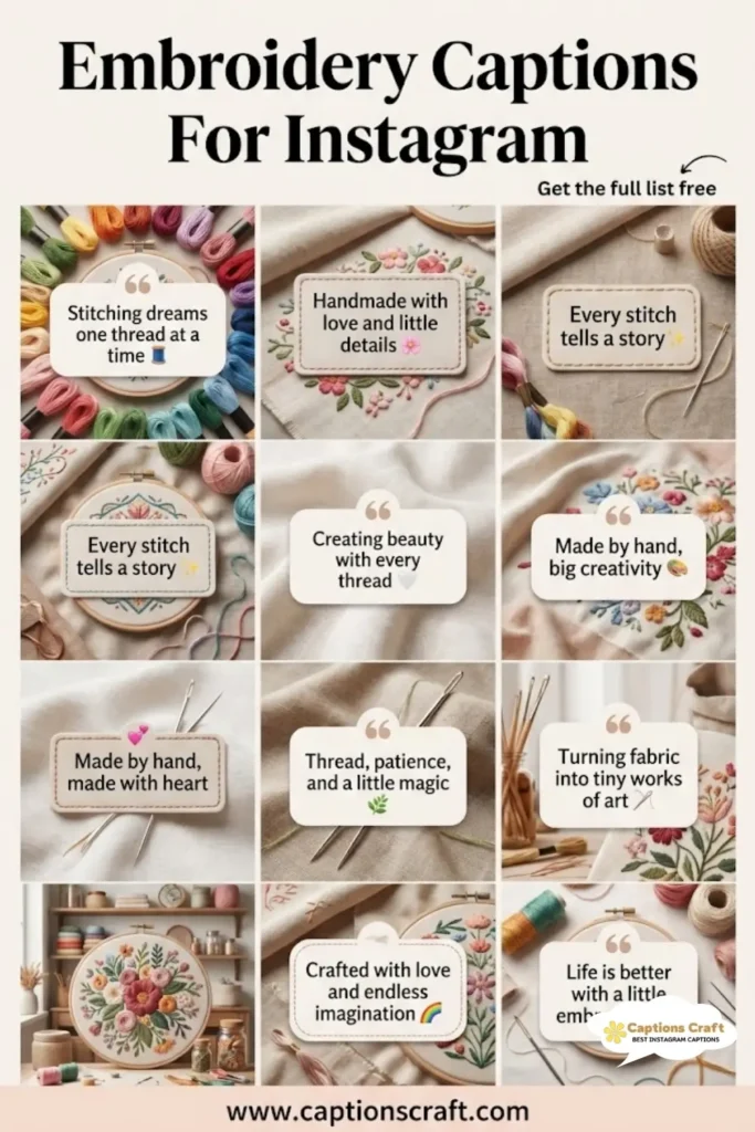 Stitch Your Story with 137+ Creative Embroidery Captions For Instagram and Quotes