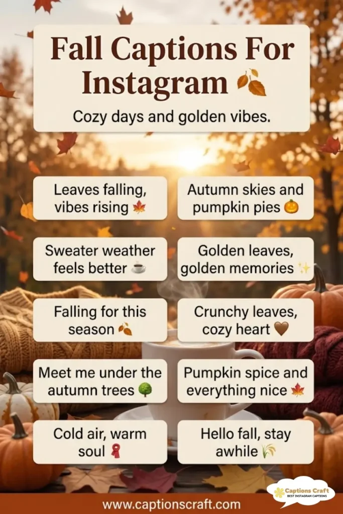 Cozy Up with 135+ Unique Fall Captions For Instagram And Quotes That Spark Joy