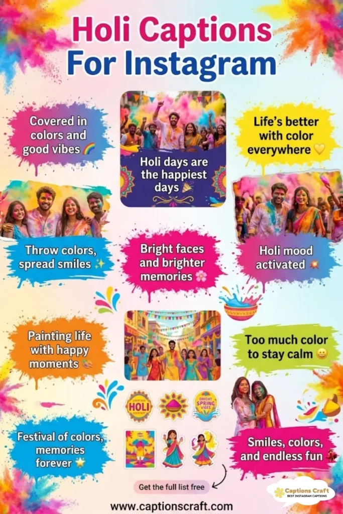 137+ Creative Holi Captions For Instagram and Quotes to Celebrate Colorful Moments