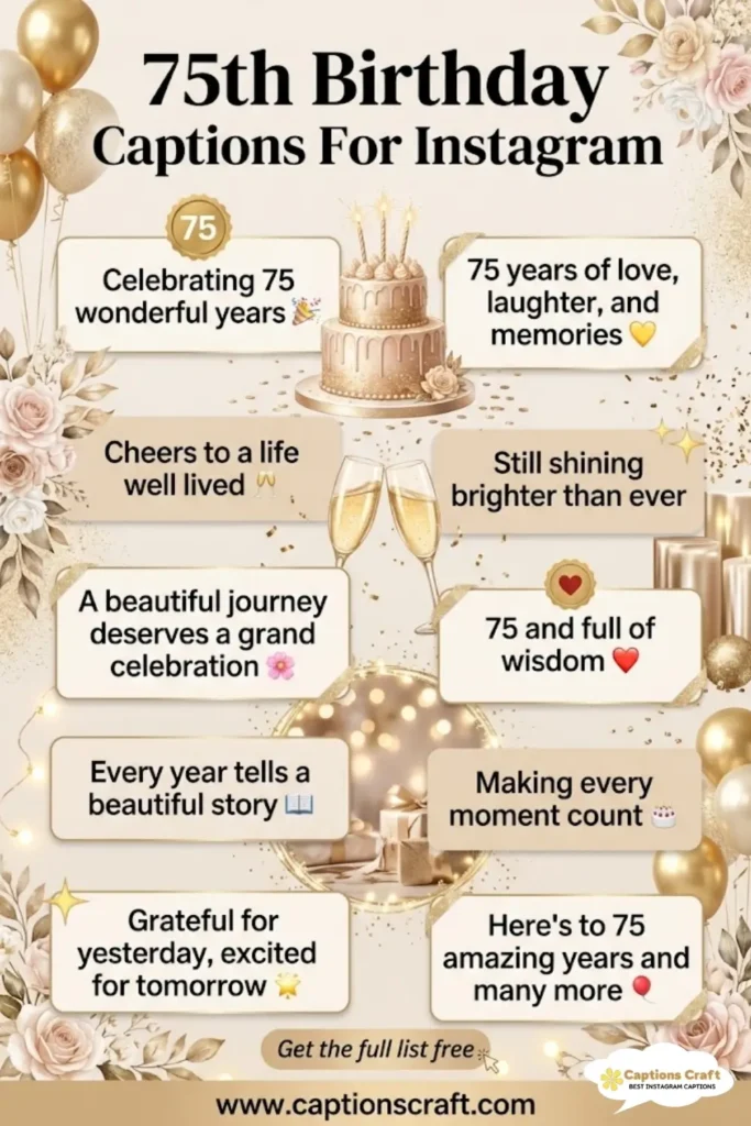 149+ Fun 75th Birthday Captions For Instagram And Quotes For Milestone Vibes