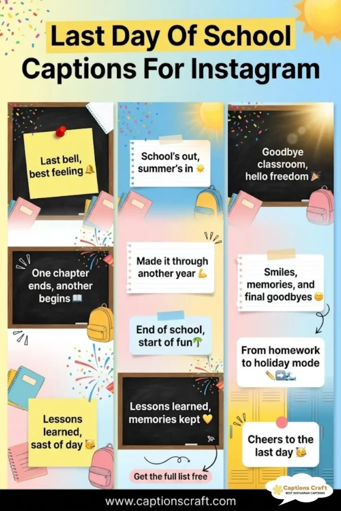 129+ Fun Last Day Of School Captions For Instagram And Quotes to Celebrate Freedom
