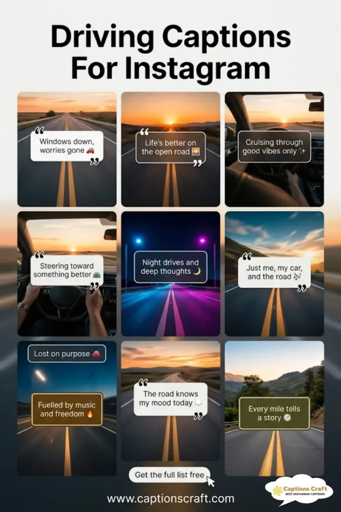Rev up Your Vibes with 139+ Driving Captions For Instagram and Quotes That Inspire Adventure