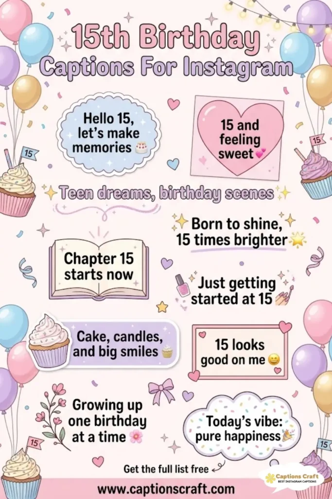147+ Cute 15th Birthday Captions For Instagram & Quotes For A Big Day Feel