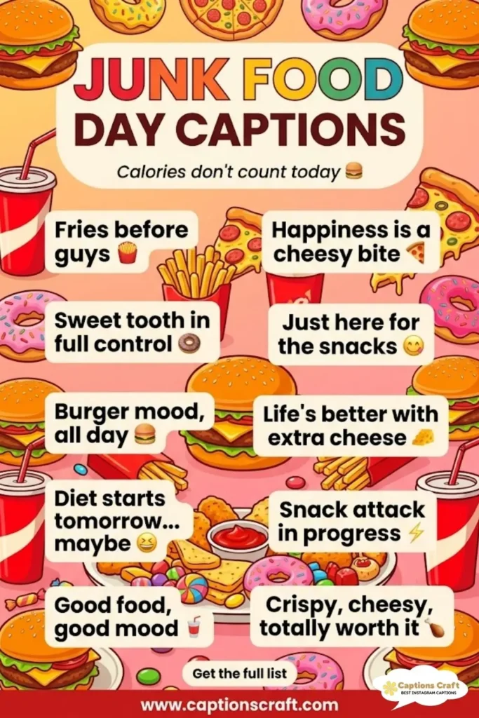 135+ Irresistible Junk Food Day Captions And Quotes to Satisfy Your Cravings