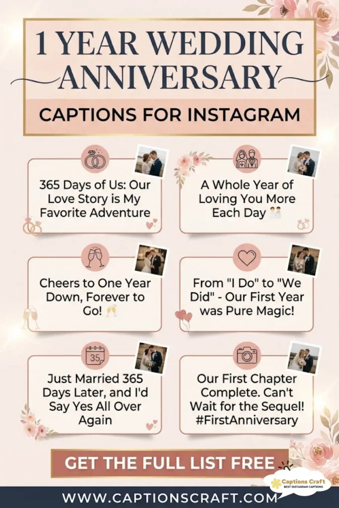 137+ Romantic 1 Year Wedding Anniversary Captions For Instagram And Quotes Moments