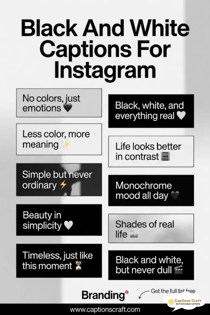 Stunning Black And White Captions For Instagram and Quotes to Spark 123+ Creative Vibes