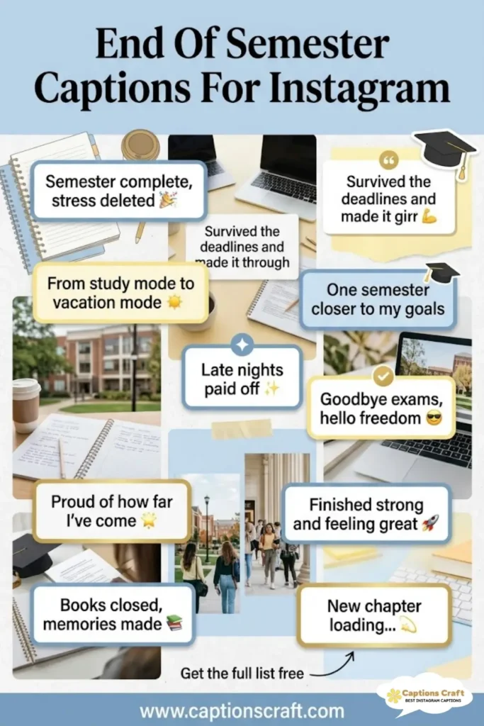 Celebrate Success with 127+ End Of Semester Captions For Instagram and Quotes That Shine