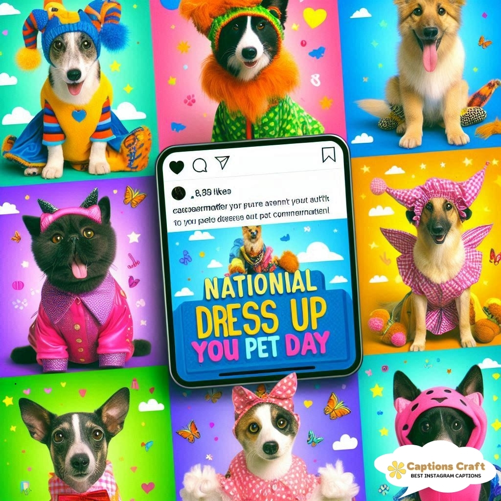 Short National Dress Up Your Pet Day Captions That Shine