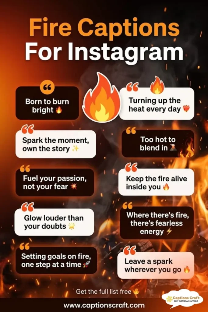 137+ Ignite Your Spirit with Fire Captions For Instagram and Quotes That Spark Joy in 2026