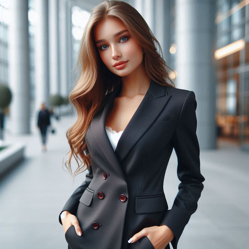 Sophisticated suit girl Instagram captions for business attire